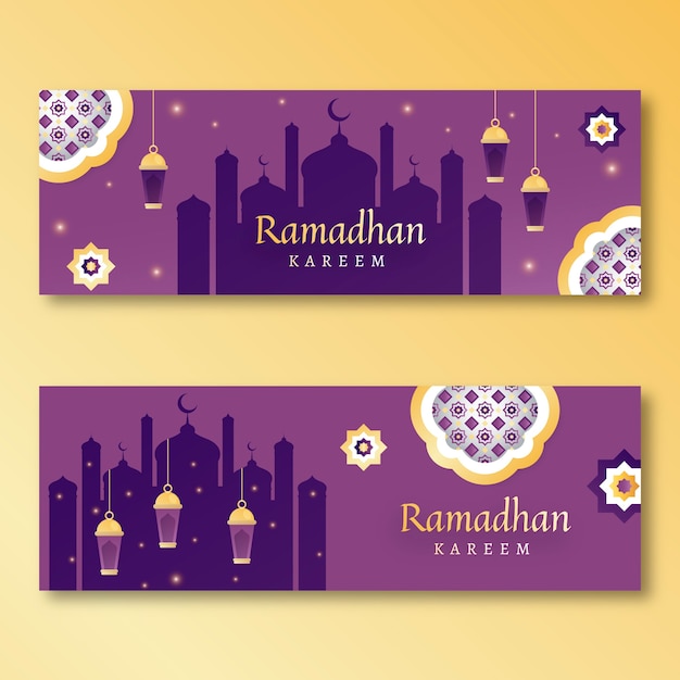 Set di banner orizzontali ramadan sfumati