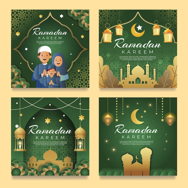 Free vector gradient ramadan instagram posts collection