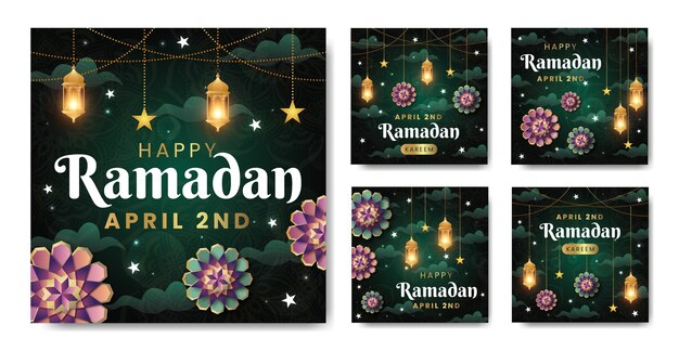 Коллекция постов в instagram с градиентом рамадана