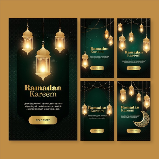 Free vector gradient ramadan instagram stories collection