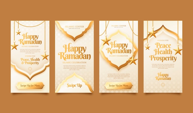 Free vector gradient ramadan instagram stories collection