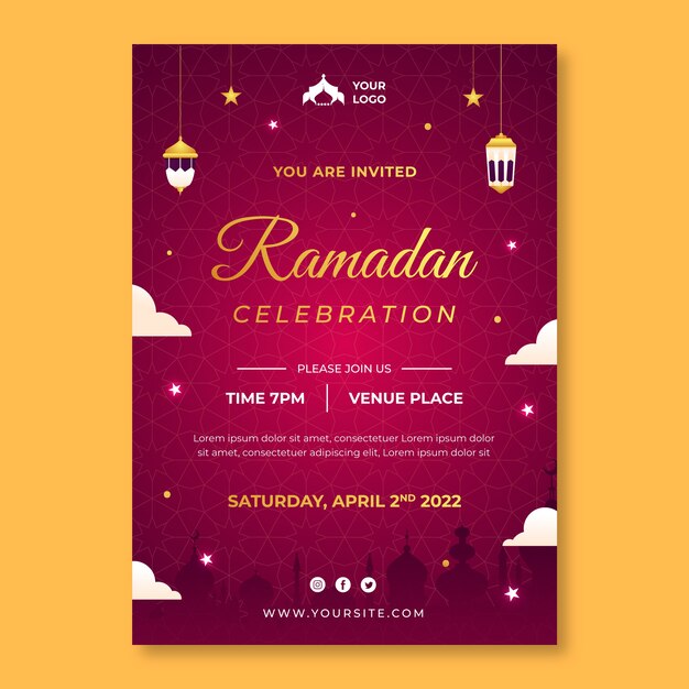 Gradient ramadan invitation template