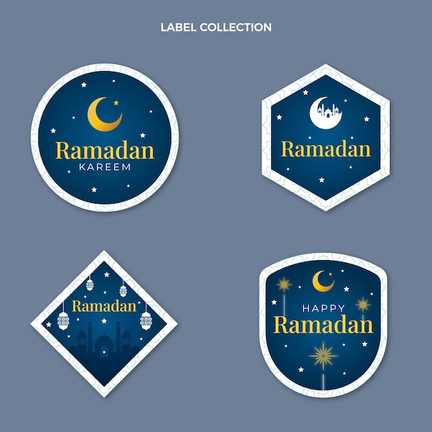 Free vector gradient ramadan labels collection