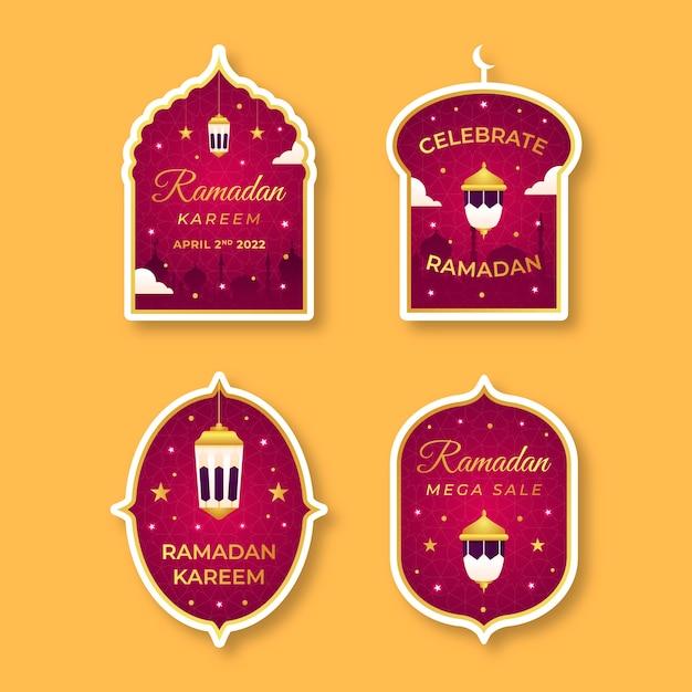 Free vector gradient ramadan labels collection