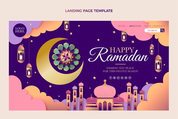 Шаблон целевой страницы градиента рамадана
