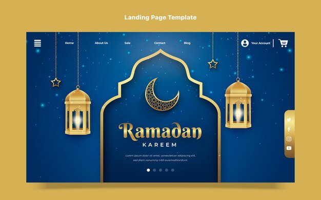 Free vector gradient ramadan landing page template