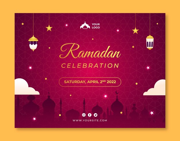 Vettore gratuito modello di photocall ramadan sfumato