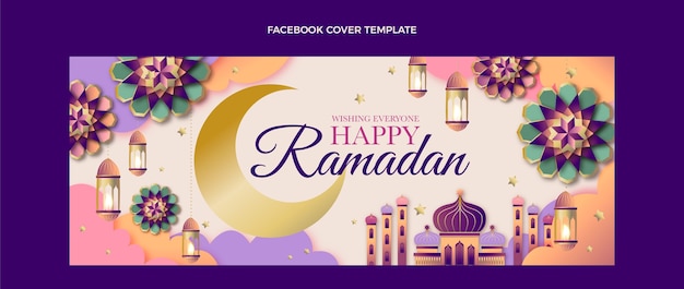 Vettore gratuito modello di copertina per social media ramadan sfumato
