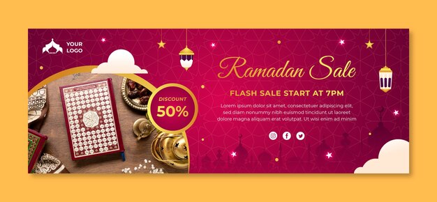 Шаблон обложки градиента рамадана в социальных сетях