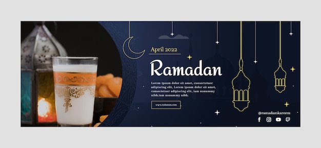 Gradient ramadan social media cover template