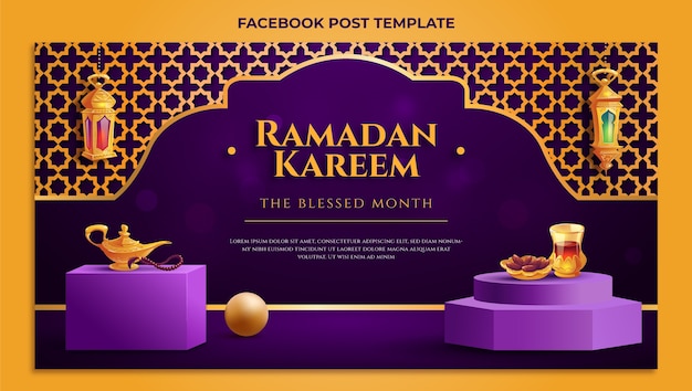 Vettore gratuito modello di post sui social media ramadan sfumato