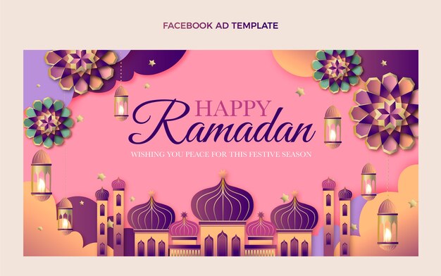 Vettore gratuito modello promozionale di social media ramadan sfumato