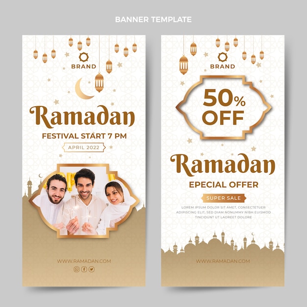 Gradient ramadan vertical banners set