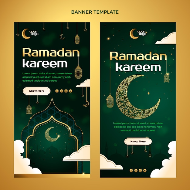 Gradient ramadan vertical banners set