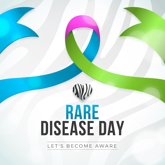 Free vector gradient rare disease day illustration with ribbon