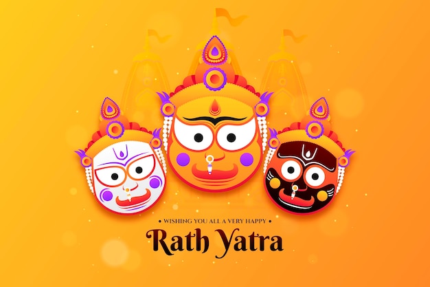 Free vector gradient rath yatra illustration