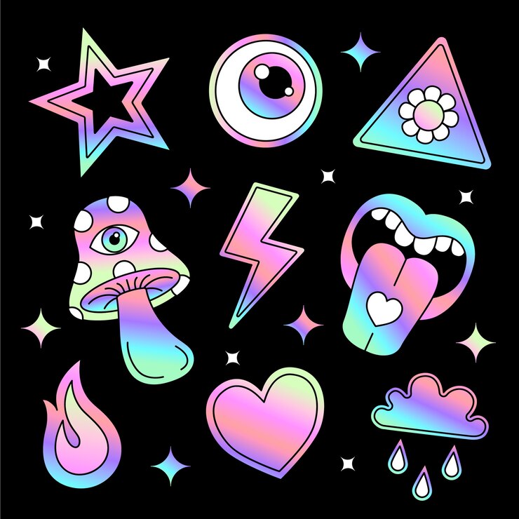 무료 Vector 그라디언트 레이브 파티 스티커