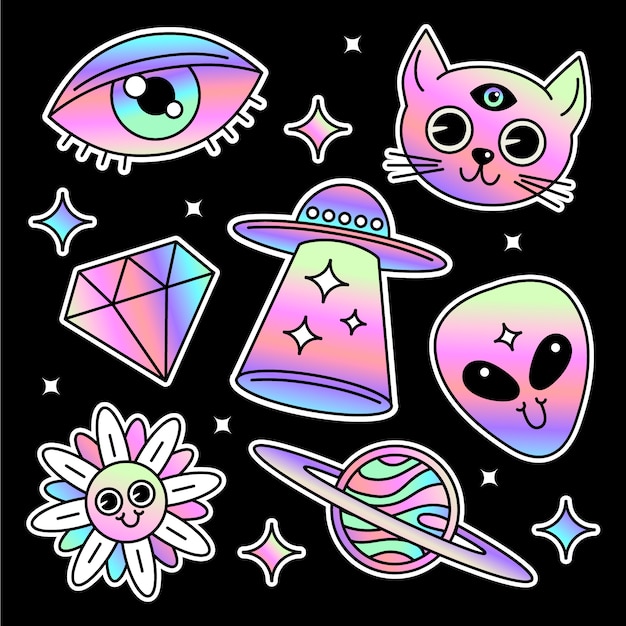 gradient rave party sticker