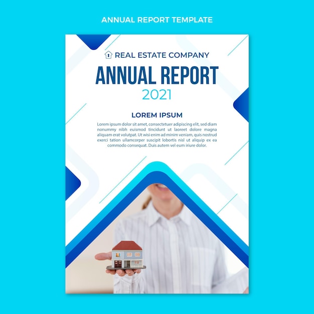 Free vector gradient real estate annual report template