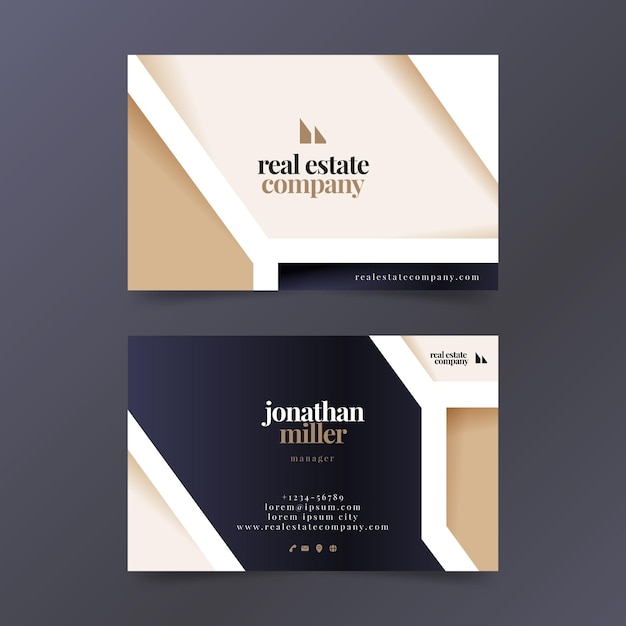 Free vector gradient real estate business card template