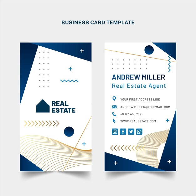 Gradient real estate business card vertical