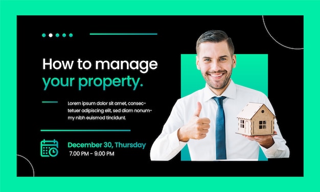 Free vector gradient real estate business webinar