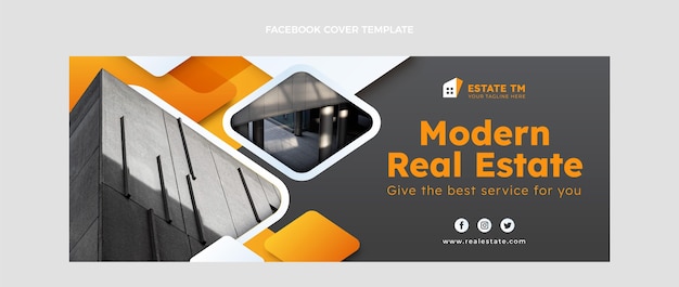 Free vector gradient real estate facebook cover template