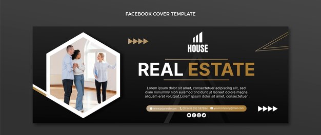 Vettore gratuito gradiente copertina facebook immobiliare