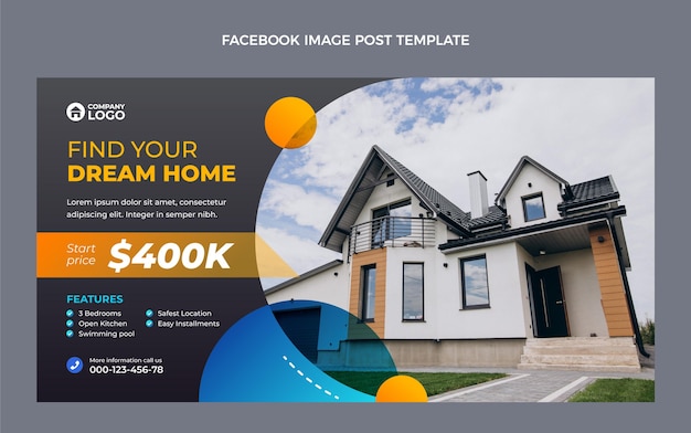 Free vector gradient real estate facebook post