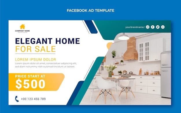 Free vector gradient real estate facebook