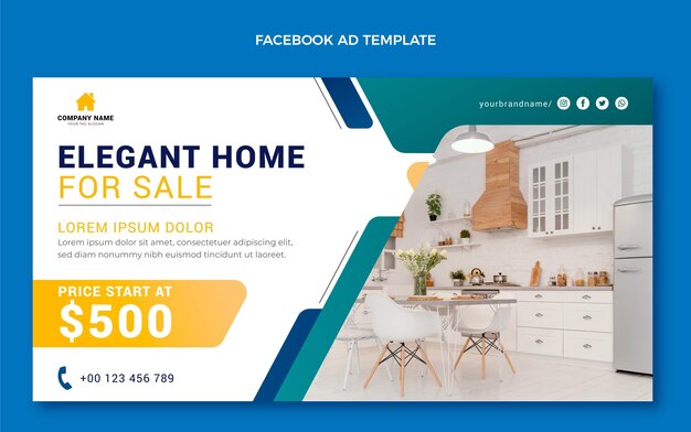 フラットなfacebookの広告の背景 無料のベクター