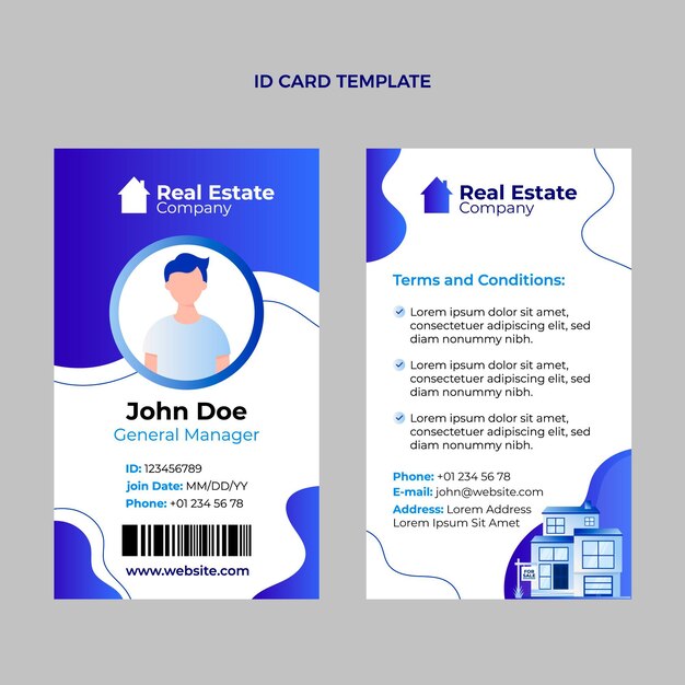 グラデーション不動産IDカードテンプレート