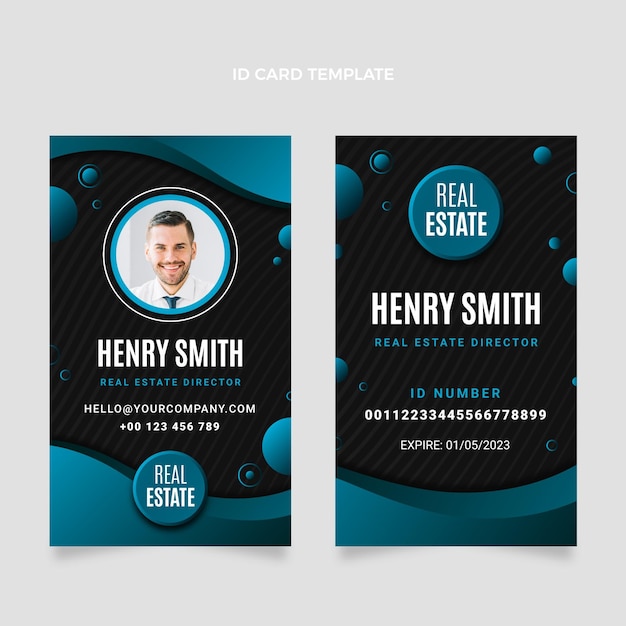 Gradient real estate id card template