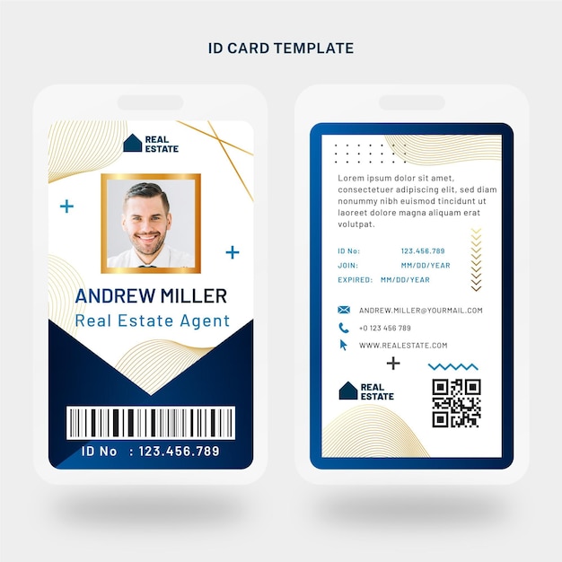 Free vector gradient real estate id card