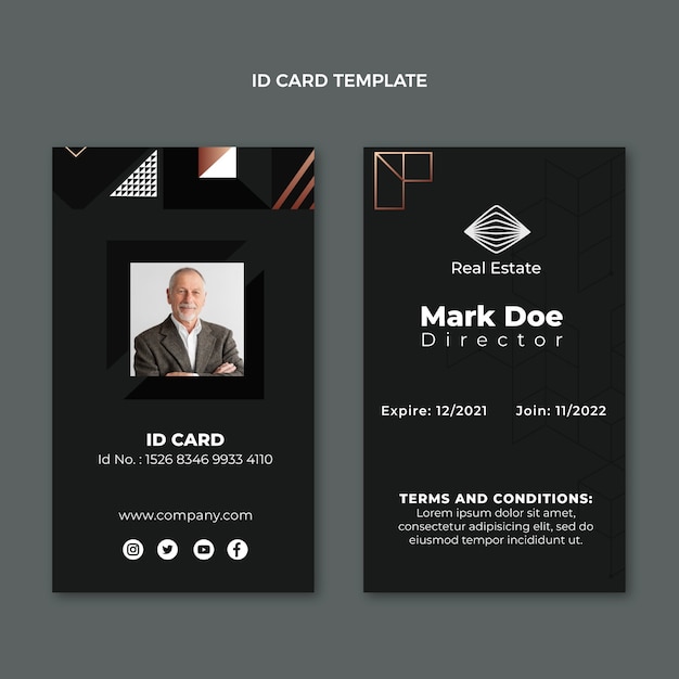 Free vector gradient real estate id card