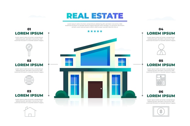 Modello di infografica immobiliare gradiente