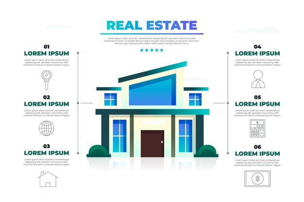 Gradient real estate infographic template