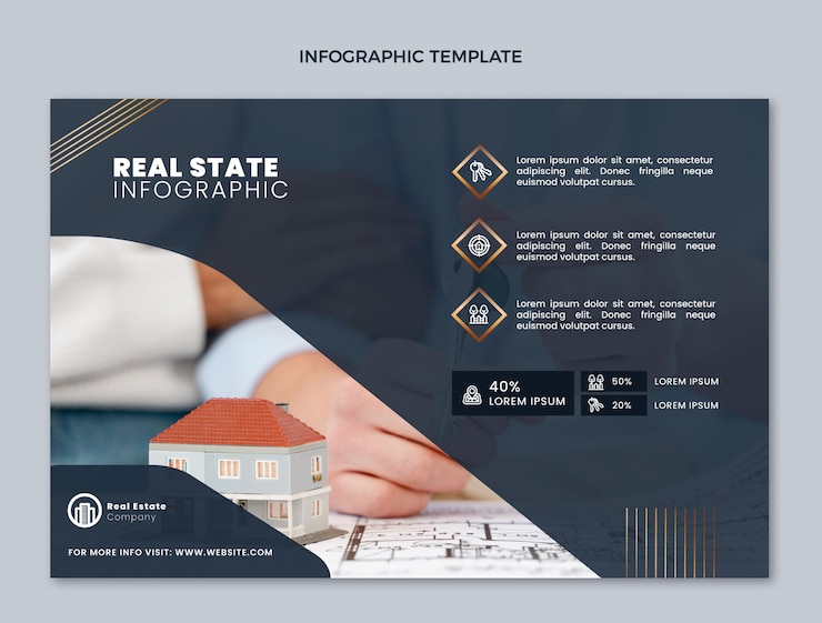 무료 Vector 그라데이션 부동산 infographic 템플릿