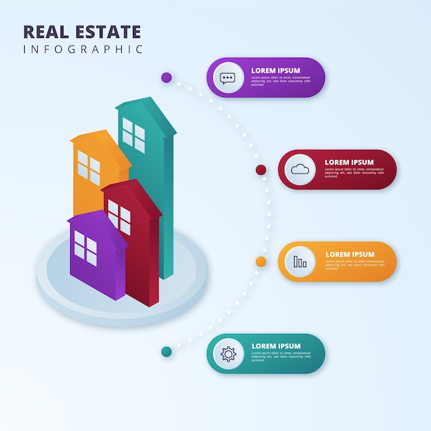 Vettore gratuito infografica immobiliare sfumata