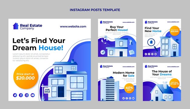 Gradient real estate instagram post with buildings