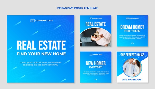 Free vector gradient real estate instagram post