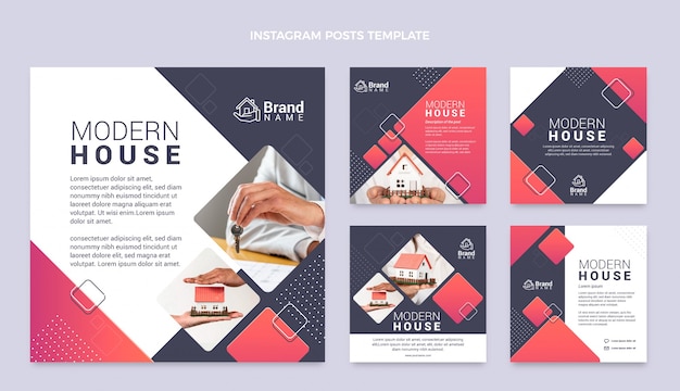 Free vector gradient real estate instagram post