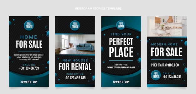 Free vector gradient real estate instagram stories