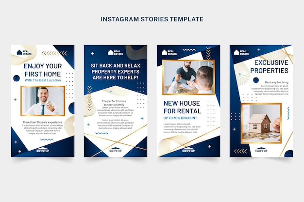 Free vector gradient real estate instagram stories