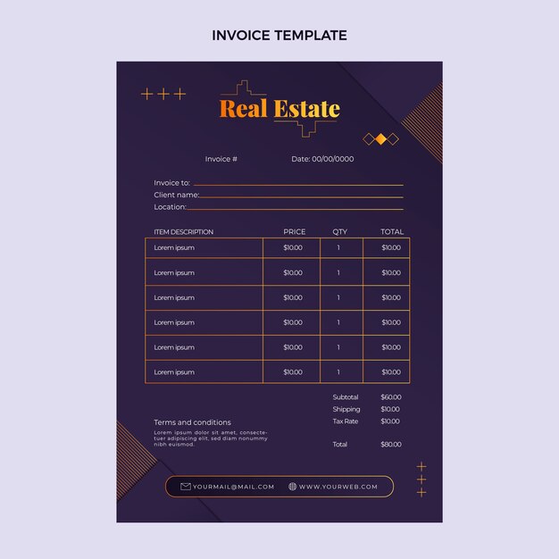Шаблон счета-фактуры градиентной недвижимости