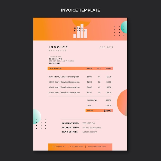 Gradient real estate invoice