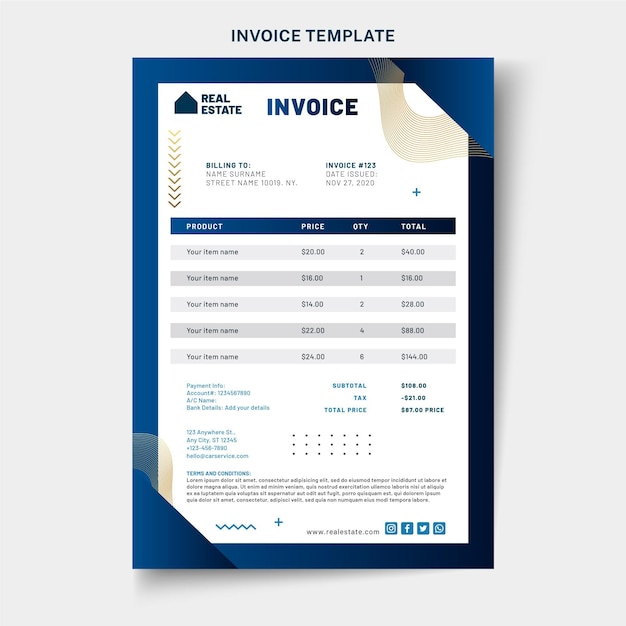 Gradient real estate invoice