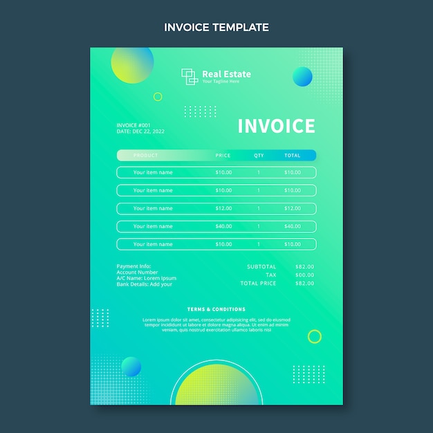 Gradient real estate invoice