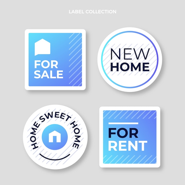 Free vector gradient real estate label collection