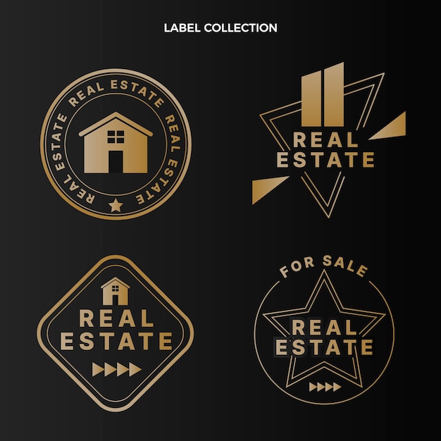 Free vector gradient real estate labels